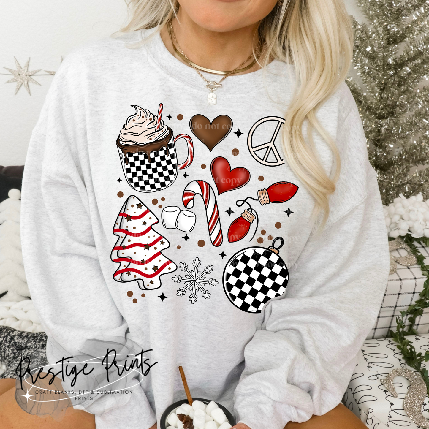 8 Inch Hot Choc Check DTF Print