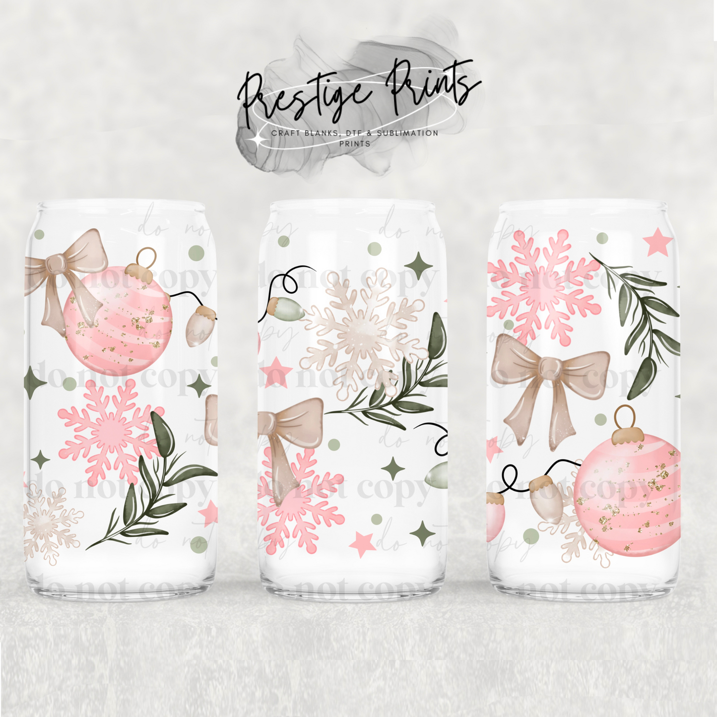 16oz Bauble and Bows Sublimation Libbey wrap