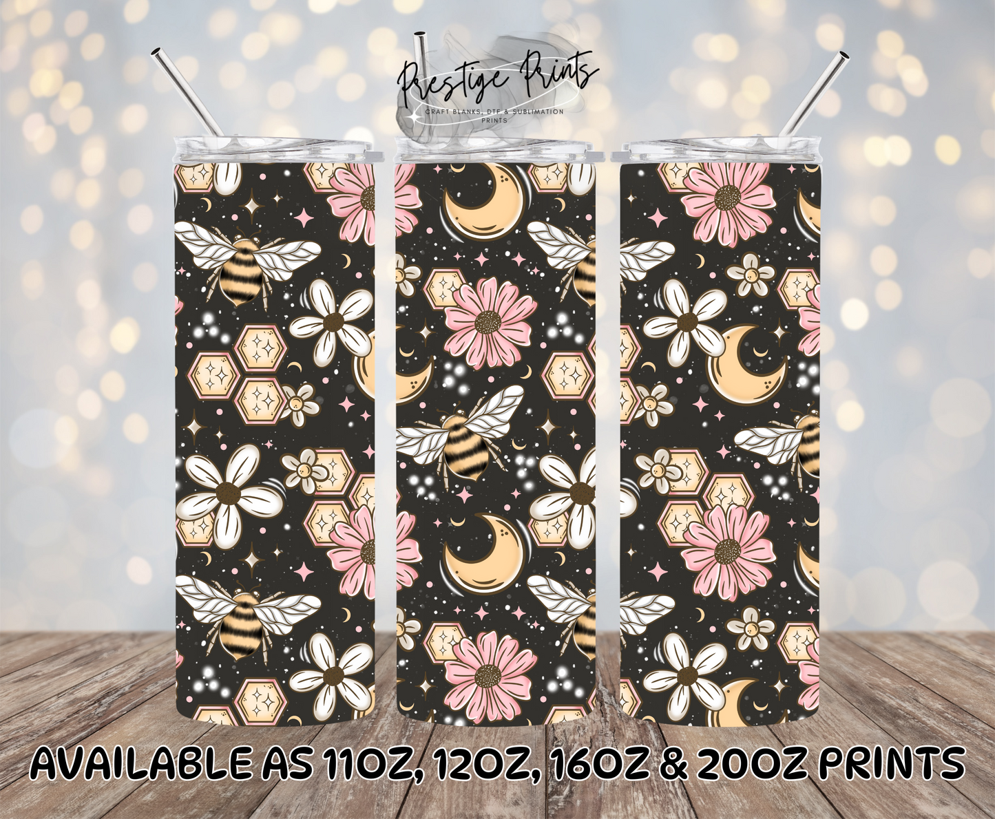 Seamless Floral Bees Wrap