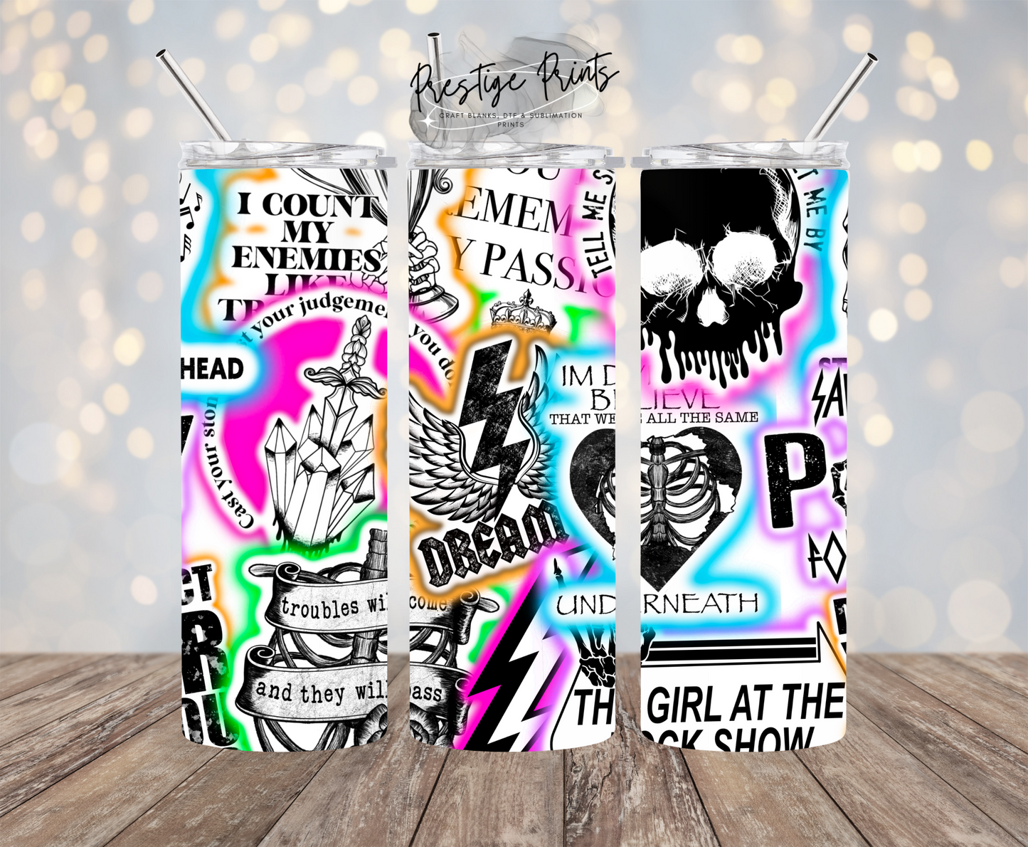 20oz Neon Rock Tumbler wrap