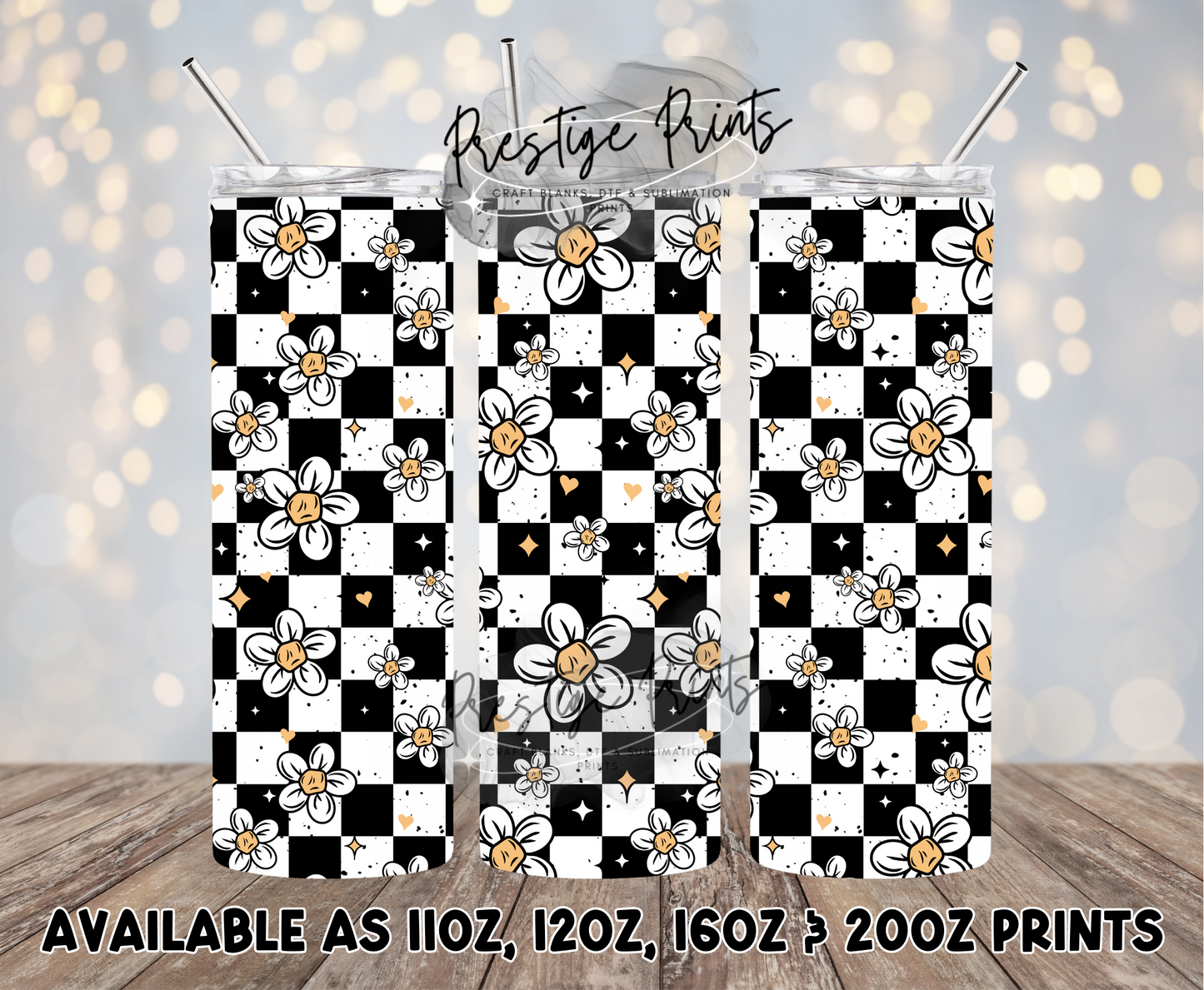 Seamless BW Check flowers Wrap