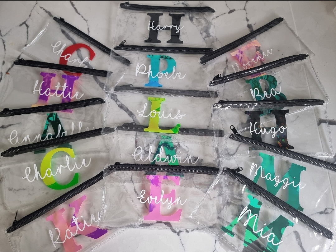 Clear Black zipped pencil cases