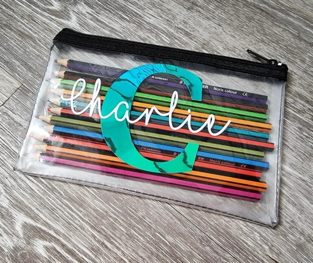 Clear Black zipped pencil cases