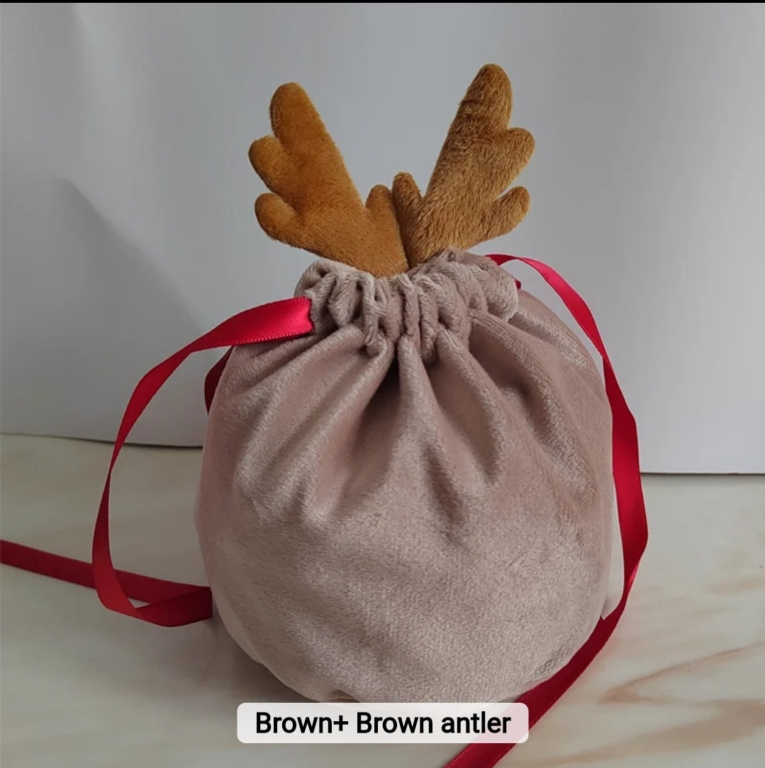 Velvet Reindeer Christmas Bag