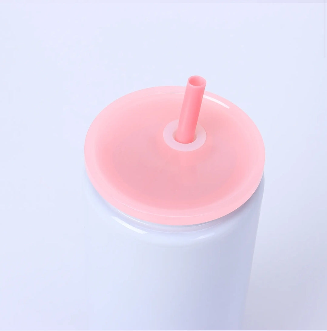 White Metal Sublimation 16oz Libbey with Plastic Lid