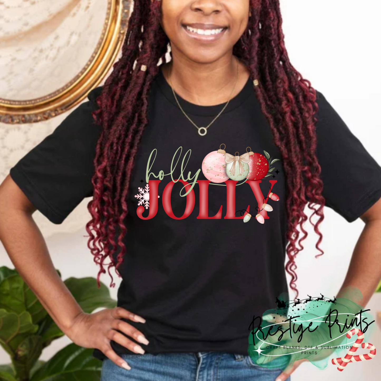 8 Inch Holly Jolly DTF Print