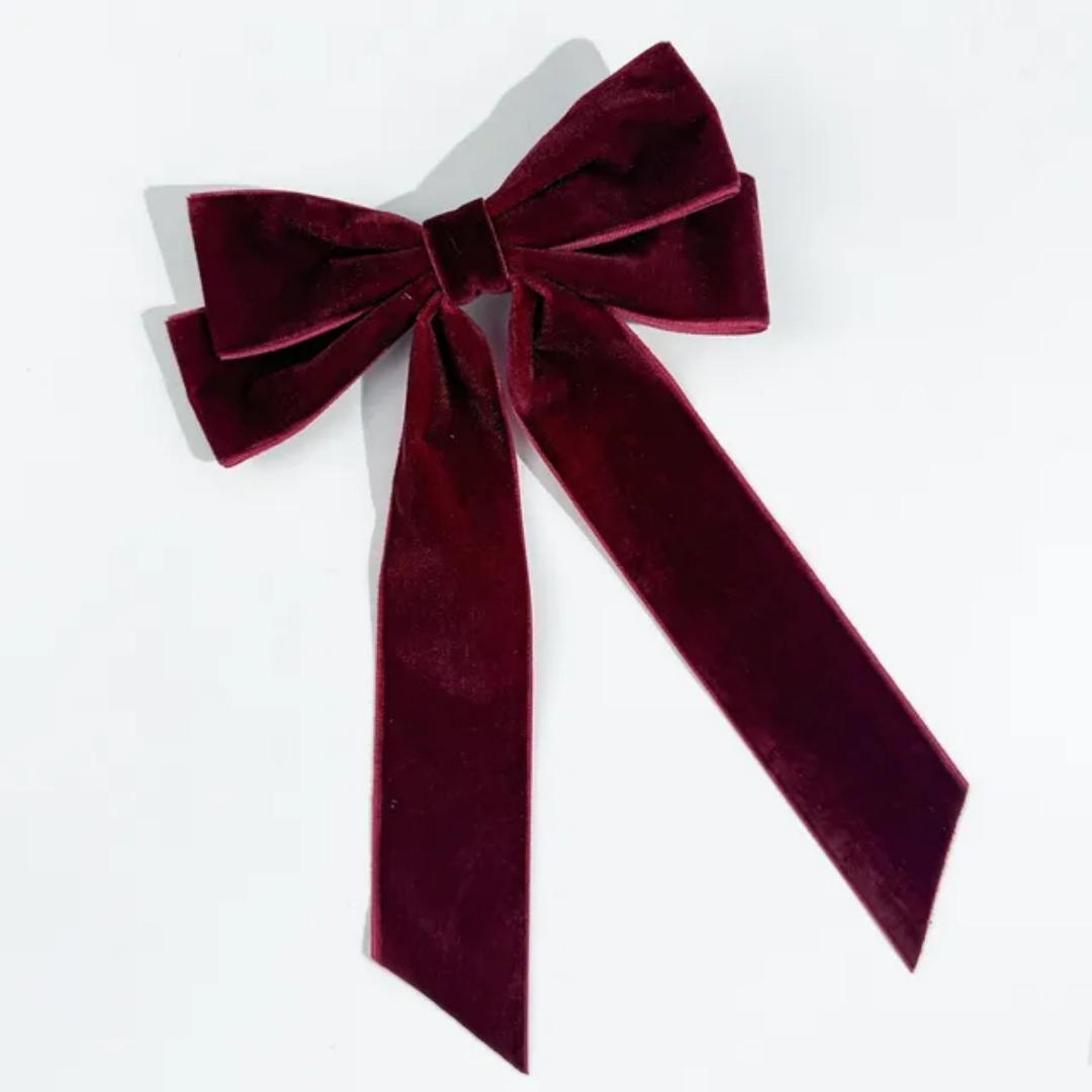 Velvet Long Tail Bow Clips