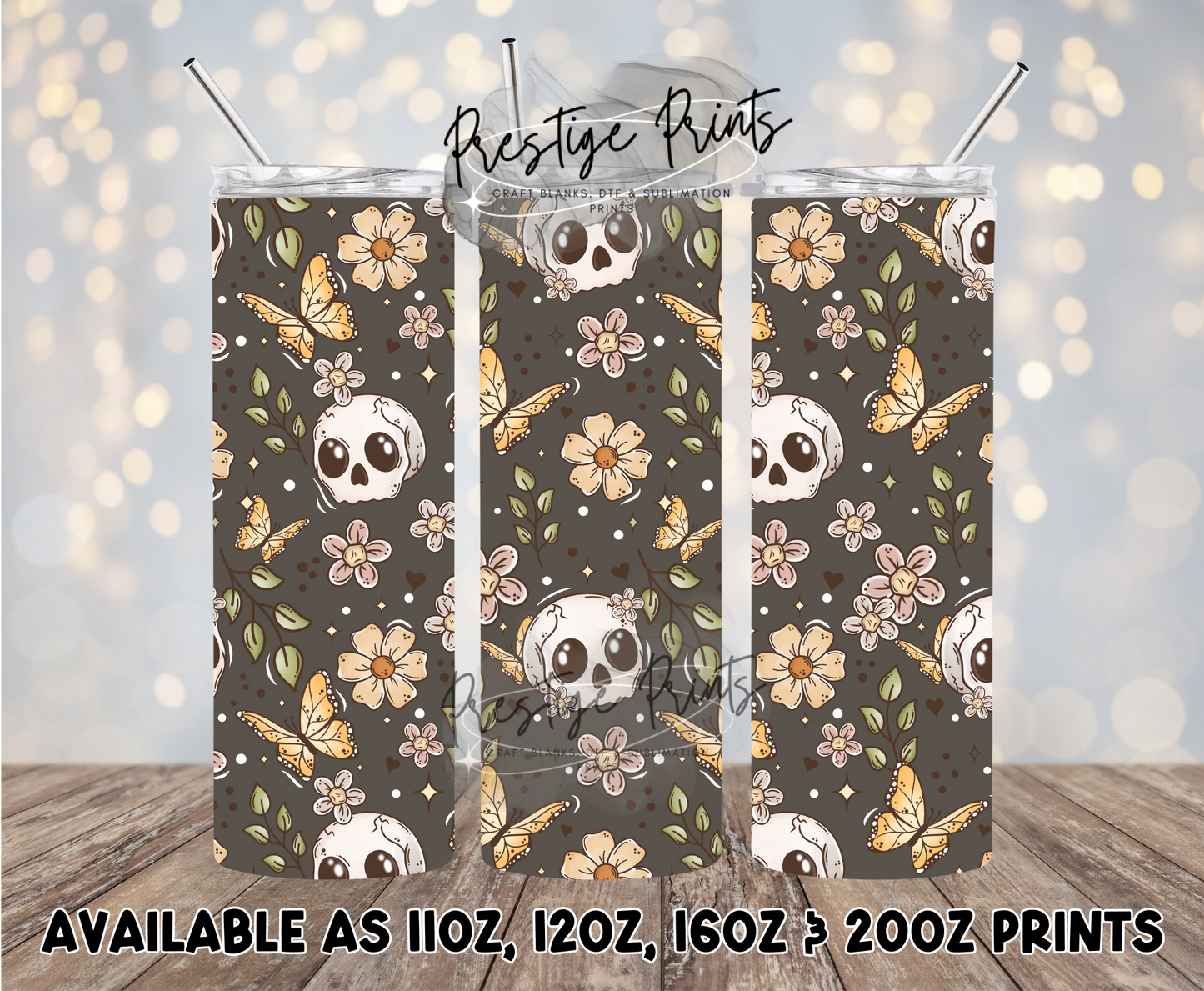 Seamless Skulls and Flowers Wrap