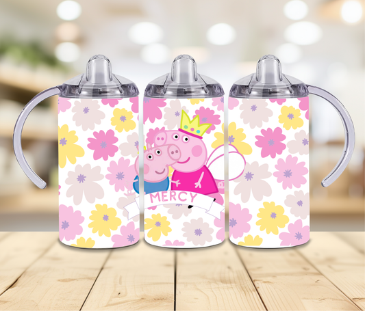 12oz Peppa Flowers Sippy Print