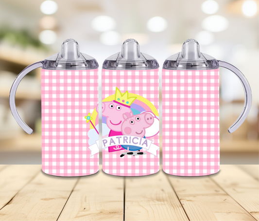 12oz Peppa Gingham Sippy Print