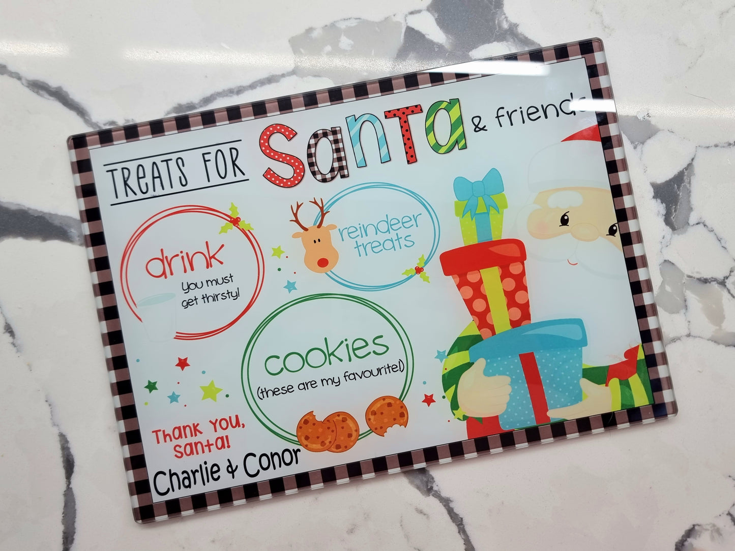 Personalised Santa plate chopping board