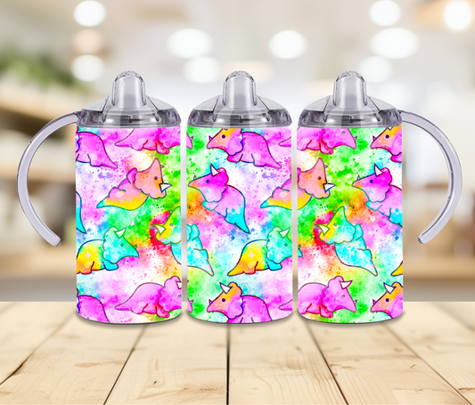 12oz Rainbow Dinos Sippy Print