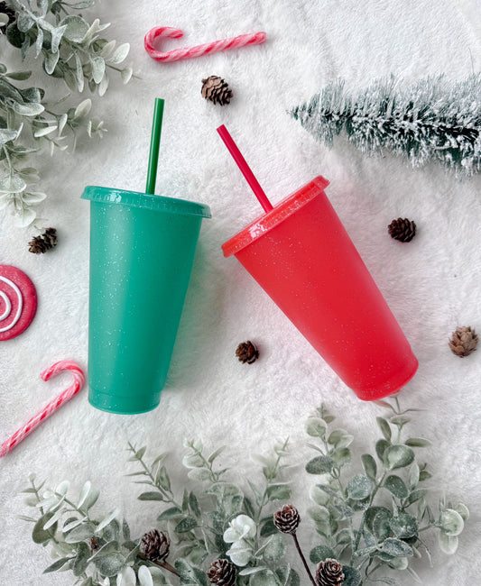 24oz Glitter Christmas Cold Cups