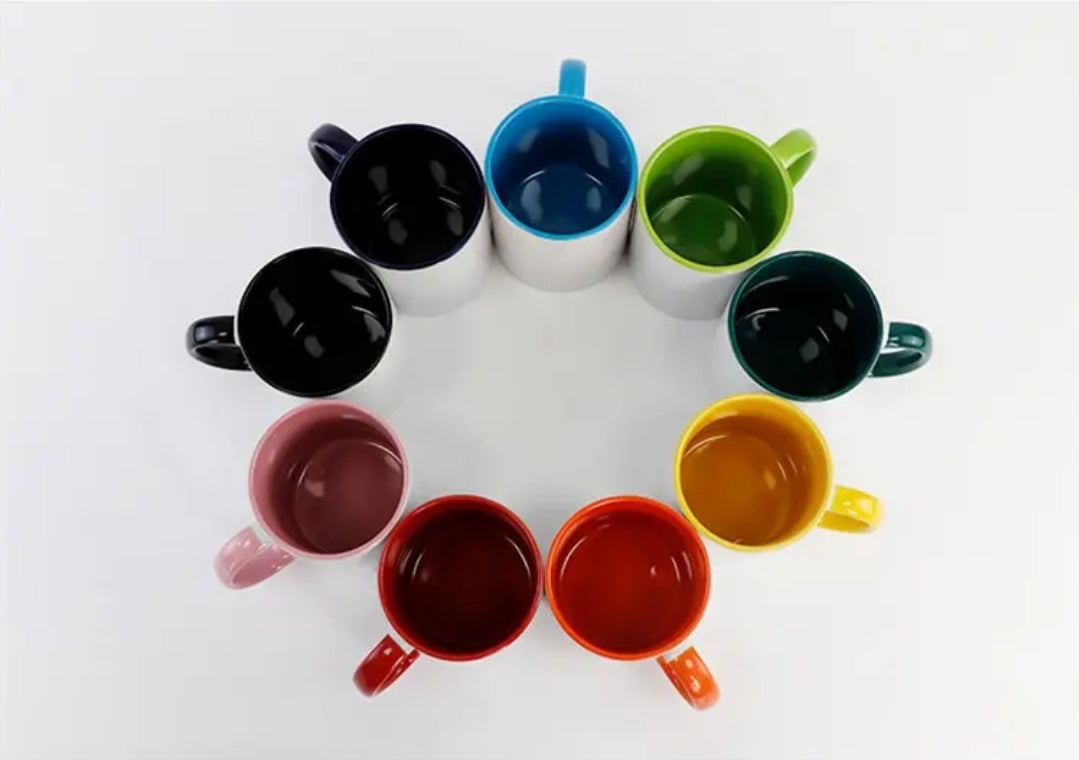 11oz Sublimation Coloured Handle/Inner Mug