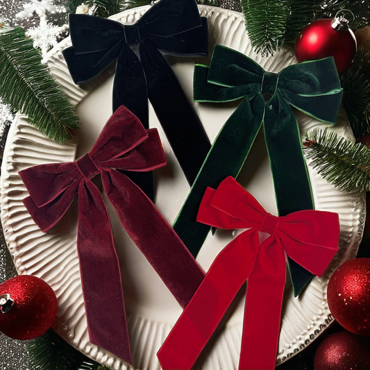 Velvet Long Tail Bow Clips