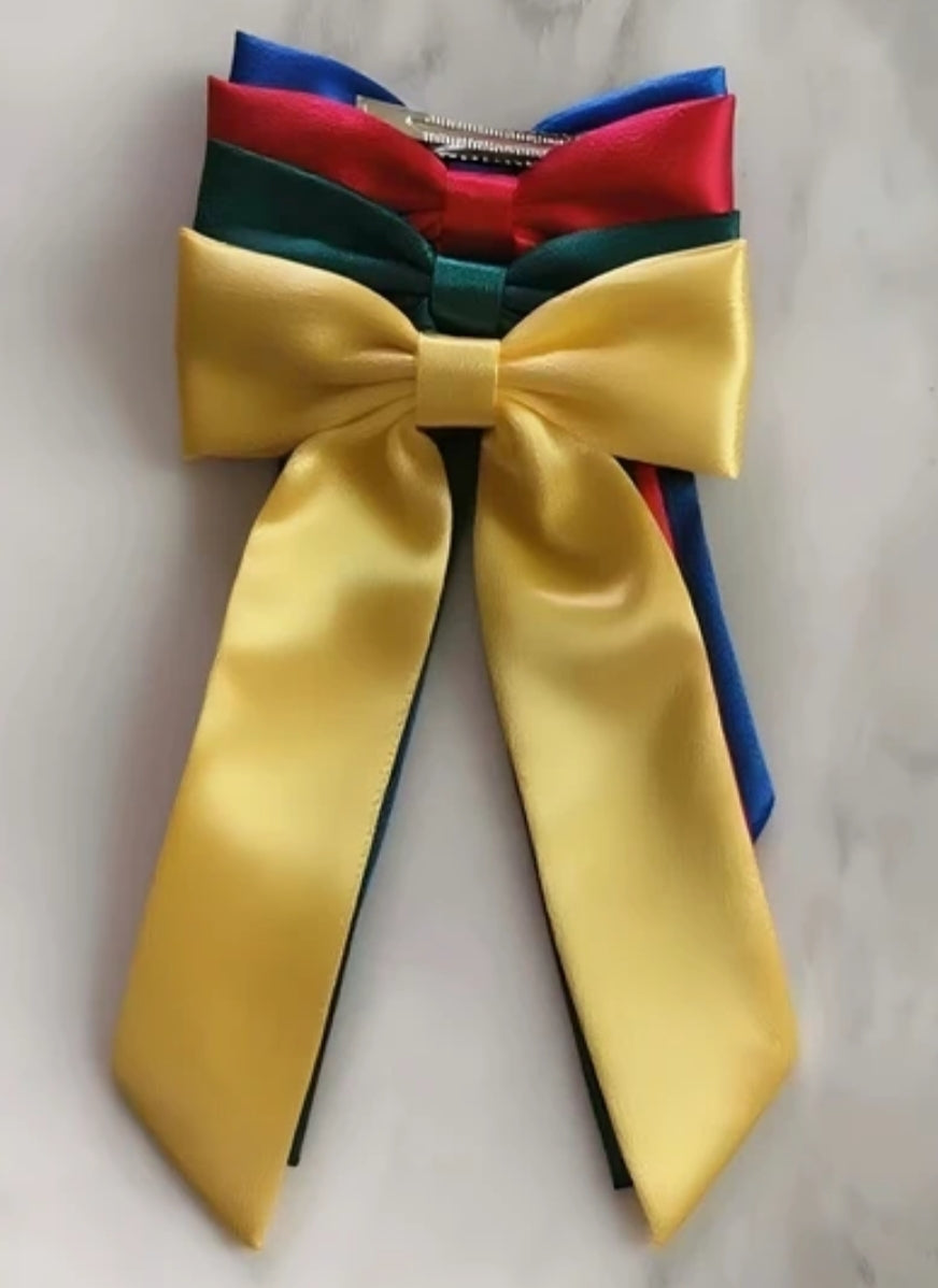 Silk Long Tail Bow Clips